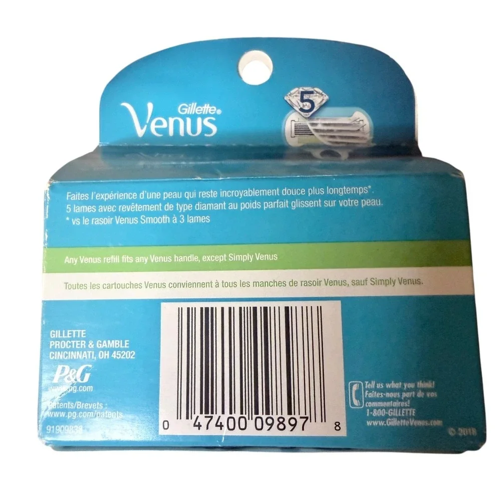 Gillette Venus Smooth 4 Cartridges with 5 Blades New